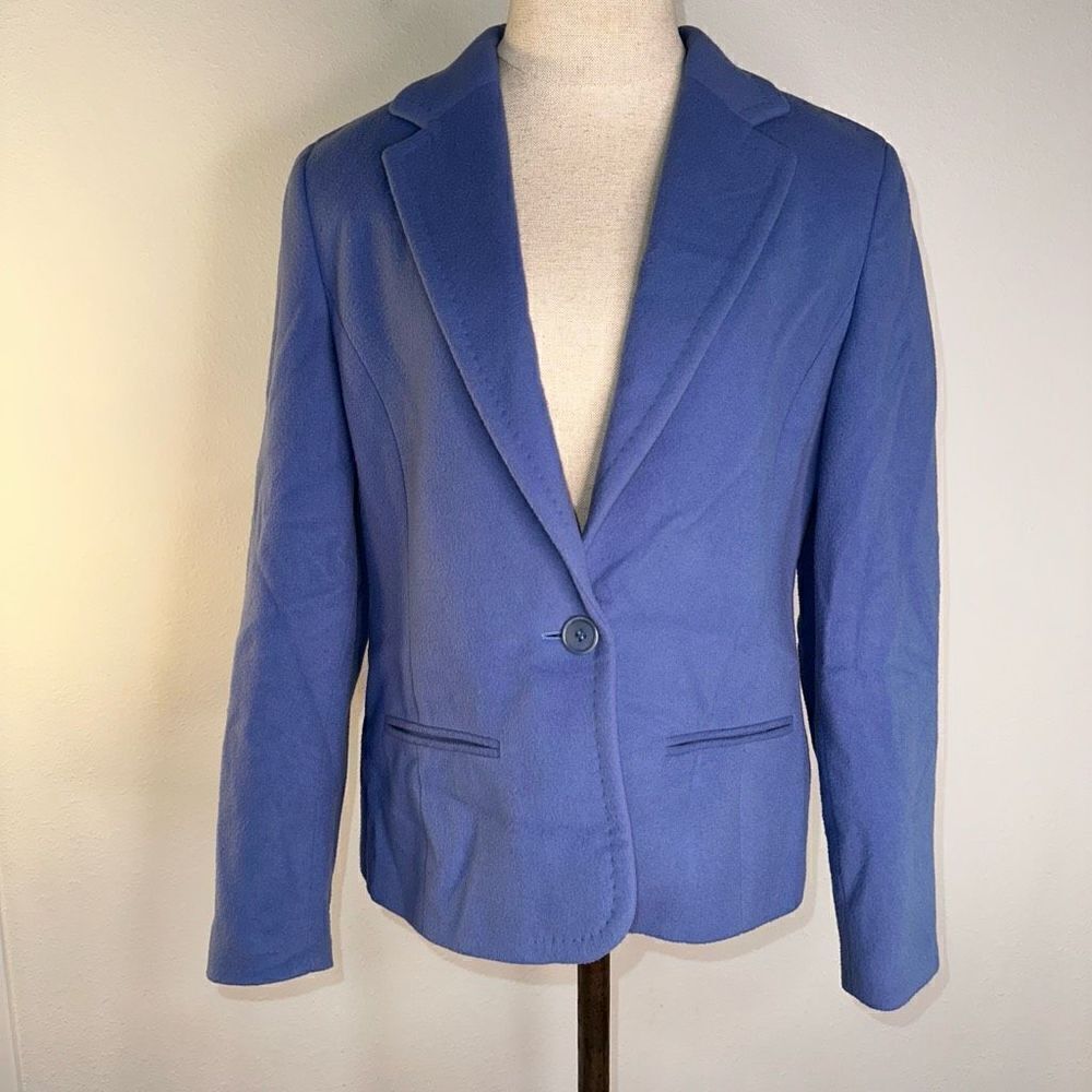 Kate Hill Womens Wool & Cashmere Blend‎ Bold Blue Blazer Jacket Preppy 6 Petite